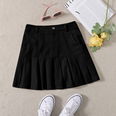 Однотонная юбка со складками Shein