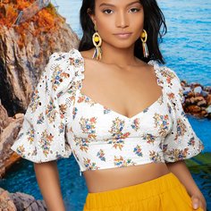 Застежка Цветочный Бохо Блузы Shein