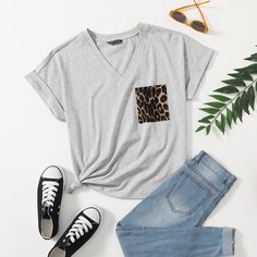 Футболка с карманом Shein