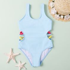 Слитный купальник для девочек Shein