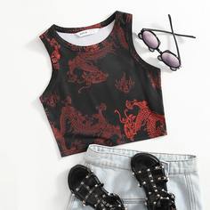 Жилет с рисунком китайского дракона для девочек Shein