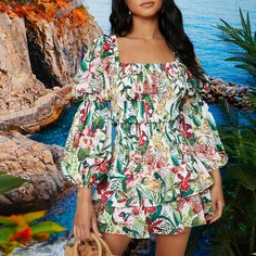 Оборка Тропический Бохо Блузы Shein