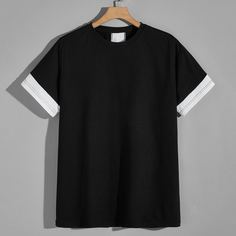 Мужская футболка с короткими рукавами со вставками Shein