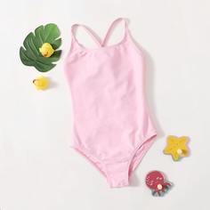 Одноцветный Повседневный купальник для малышей Shein