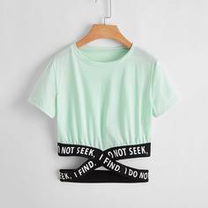 Футболка крест-накрест со слоганом Shein