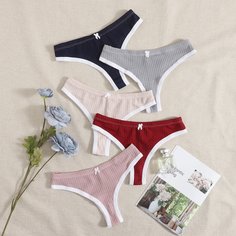 Трусики с бантом размера плюс 5шт Shein