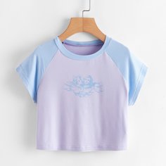 Контрастная короткая футболка с графическим принтом Shein