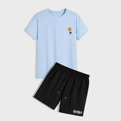 Мужские шорты и футболка с мультипликационным принтом Shein