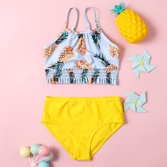 Оборка Фрукты и овощи Бохо Купальники для девочек Shein