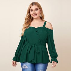 Блузка размера плюс с открытыми плечами Shein
