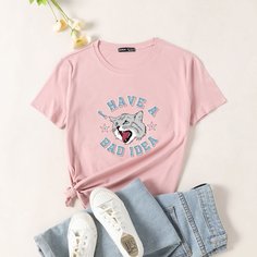 Животный Повседневный Футболки Shein