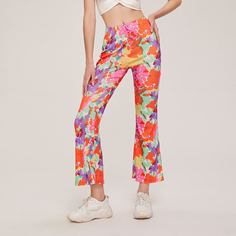 Брюки-клеш с принтом тай-дай Shein