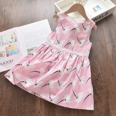 Платье с цветочным принтом в полоску для девочек Shein