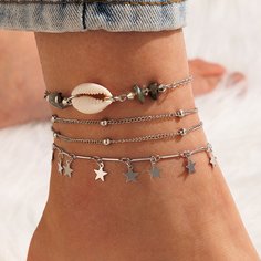 3шт ножной браслет с ракушкой Shein
