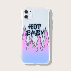 Прозрачный чехол для телефона с узором огня Shein