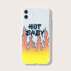 Прозрачный чехол для телефона с узором огня Shein