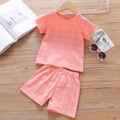 Шорты и футболка в клетку для девочек Shein