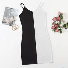 Двухцветное платье размера плюс на бретельках Shein