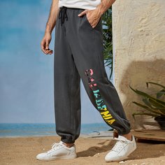 Мужские спортивные брюки с текстовым принтом Shein
