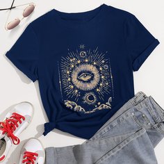 Объект Повседневный Футболка размера плюс Shein