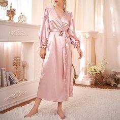 Атласный ночной халат с поясом Shein