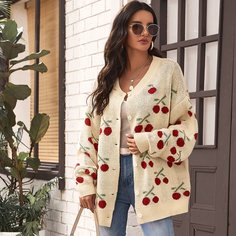 Однобортный Фрукты и овощи Повседневный Кардиганы Shein