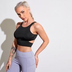 с разрезом Одноцветный Спортивные бюстгальтеры Shein