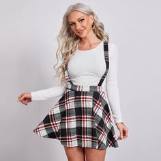 на молнии в клетку Институтский Юбки Shein