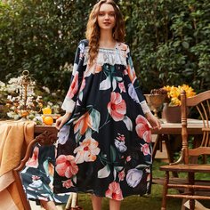Кружевная пижама с крупным цветочным узором Shein