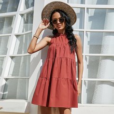 Однотонное платье без рукавов Shein