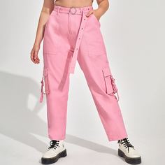 на молнии Одноцветный Джинсы размер плюс Shein