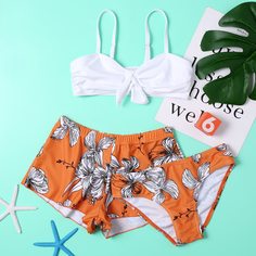 узел Цветочный Бохо Купальники для девочек Shein