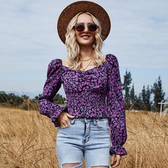 с оборками Цветочный Бохо Блузы Shein