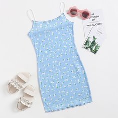 Платье с цветочным принтом для девочек Shein