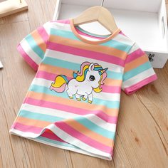 С карикатурой Повседневный Футболки для маленьких девочек Shein