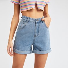 Однотонные джинсовые шорты Shein