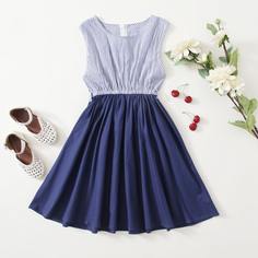 Полосатый Повседневный Платья для девочек Shein