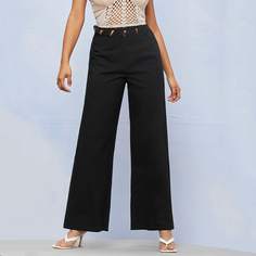 Однотонные широкие брюки с разрезом Shein