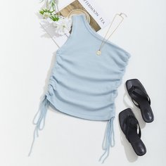 Трикотажный топ на кулиске с одним плечом Shein
