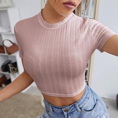Трикотажная короткая футболка Shein