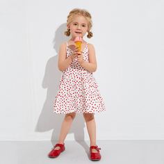 Платье на бретелях в горошек для девочек Shein