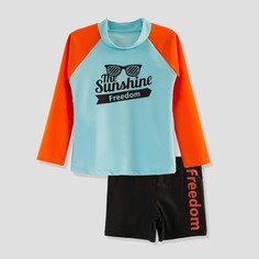 Слитный купальник с текстовым принтом для мальчиков Shein
