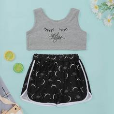 Пижама с оригинальным принтом для девочек Shein