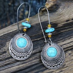 Серьги-подвески с бирюзой Shein