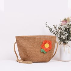 Соломенная сумка с цветком Shein