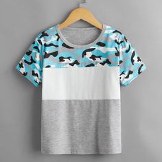 Контрастная футболка для мальчиков Shein
