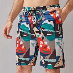 Мужские шорты на кулиске с принтом Shein