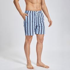 Мужские шорты на кулиске в полоску Shein