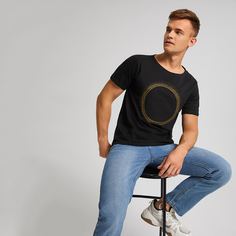 Мужская футболка с коротким рукавом со стразами Shein
