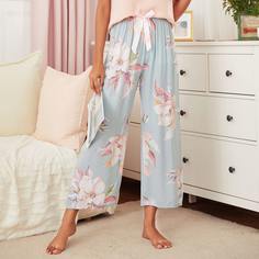 Брюки для сна с узлом и цветочным принтом Shein